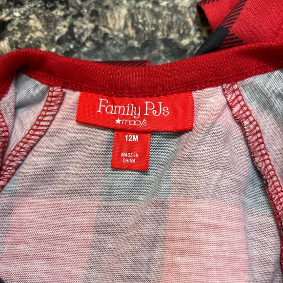 Macy's Family PJs T SZ 12 months Christmas 1PC Pajama Buffalo Check Red NWT - Picture 12 of 12